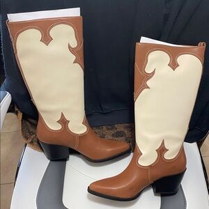 Zodiac Dawson Stylish Brown & Cream Women's Western Boots NIB Size 9